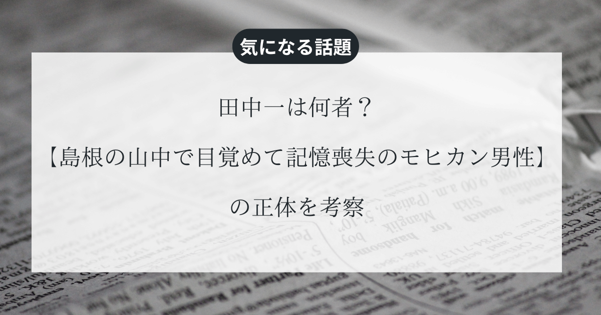 田中一は何者？【島根の山中で目覚めて記憶喪失のモヒカン男性】の正体を考察